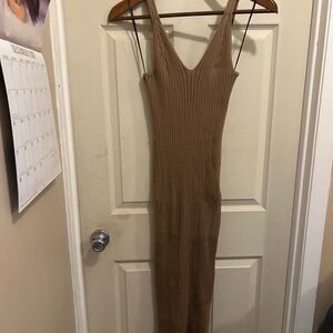 H&M Brown Ribbed sleeveless dress long Dress -size large